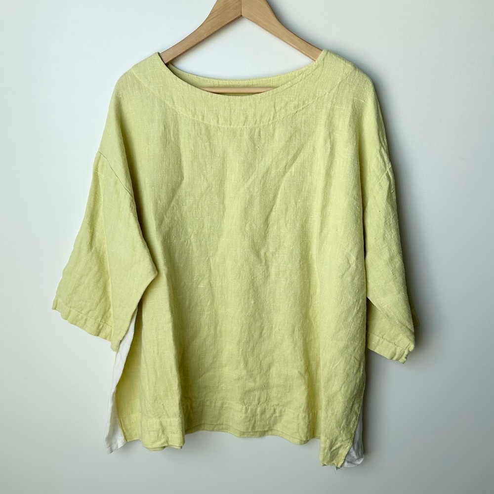 Bryn Walker Oversized Two-Toned Linen Top